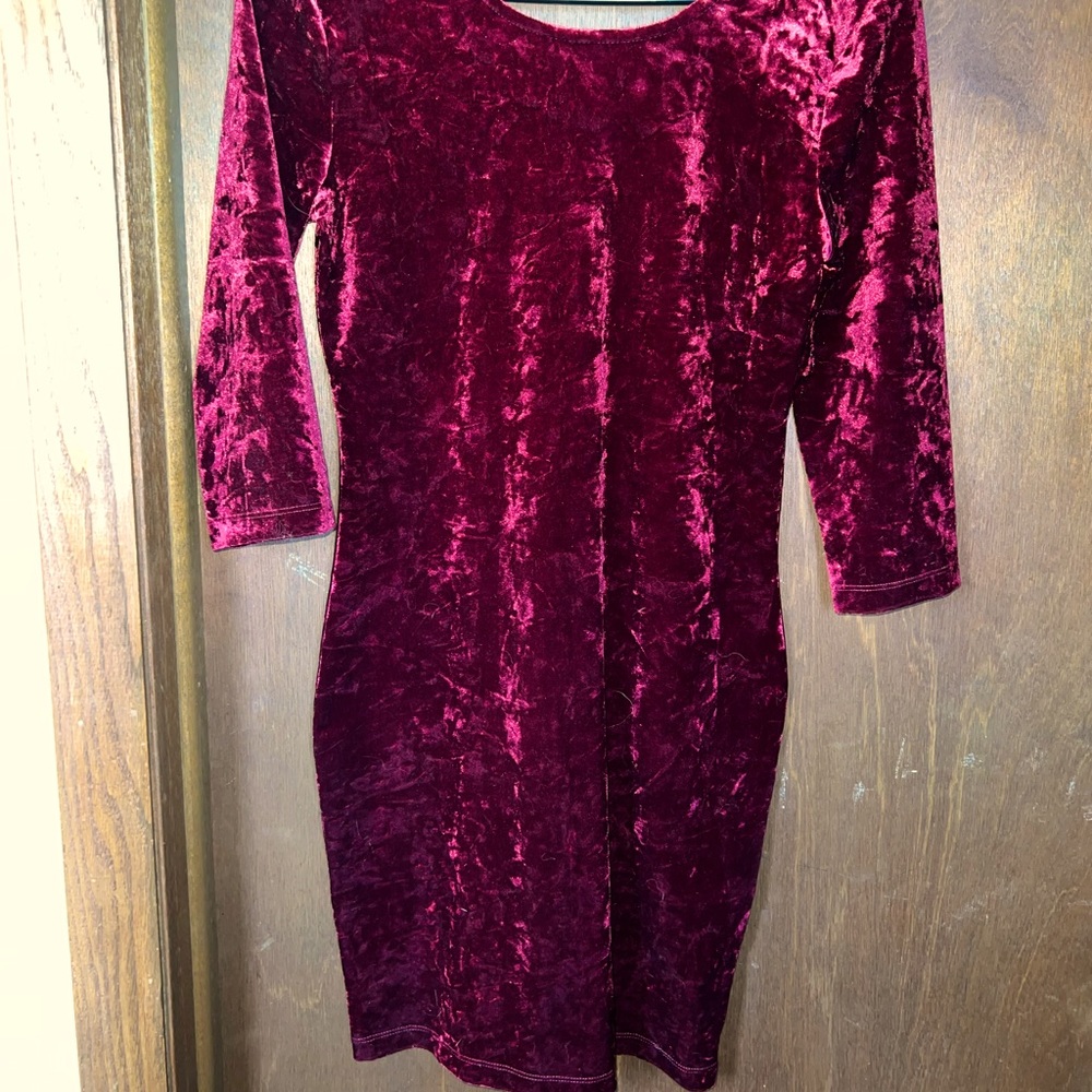 3/4 Sleeve Velvet Dress
